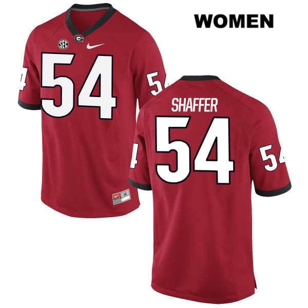 Georgia Bulldogs Women's Justin Shaffer #54 NCAA Authentic Red Nike Stitched College Football Jersey OQV6656PG